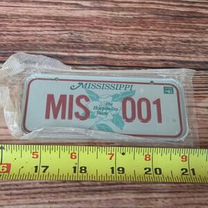 Vintage 1980s steel mini bicycle license plate Mississippi sealed